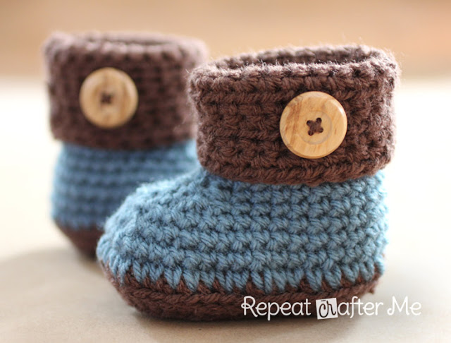 Crochet Cuffed Baby Booties Pattern  Repeat Crafter Me