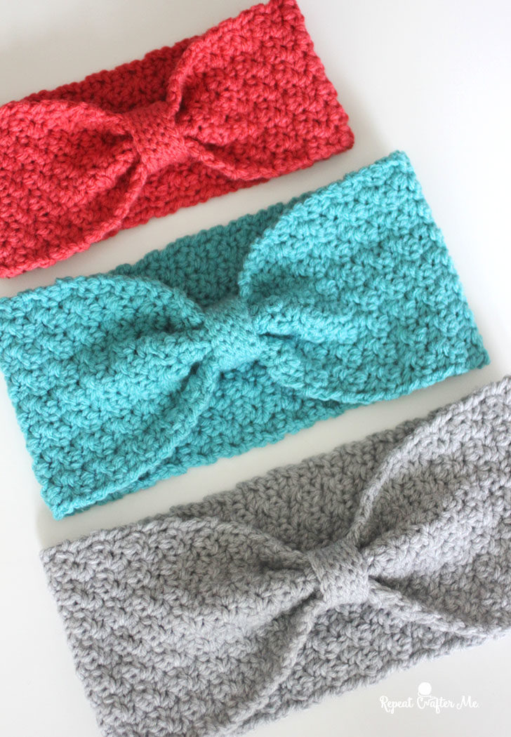 Crochet Griddle Stitch Winter Headband - Repeat Crafter Me