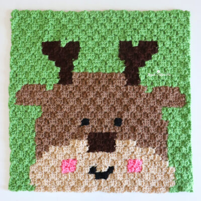 Christmas Reindeer C2C Crochet Square