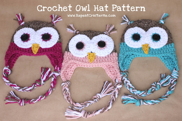 Crocheted Owl Handmade application Gardmaking sewing scrapbooking Appligue patch embellishment kids crochet cap