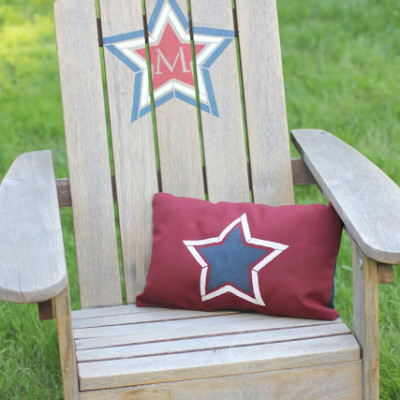 Stenciled Adirondack Chair and Pillow