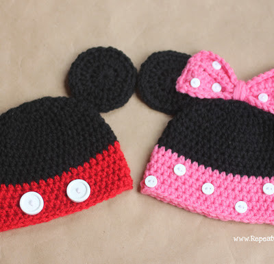 Mickey and Minnie Mouse Crochet Hat Pattern