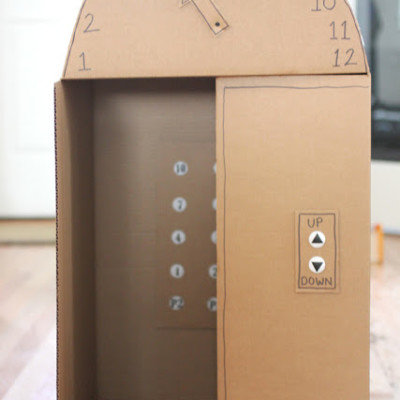 Cardboard Box Elevator with Push Buttons