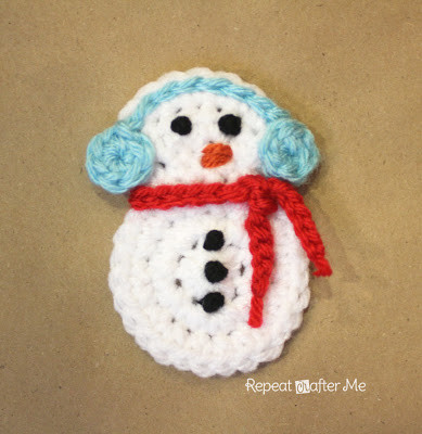 Crochet Snowman Applique Pattern