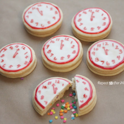 New Years Confetti Clock Cookies