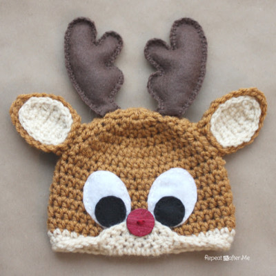 Crochet Rudolph the Reindeer Hat Pattern