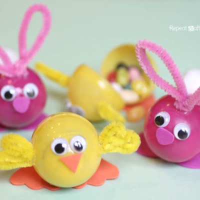 Chick and Bunny Candy Filled Easter Eggs