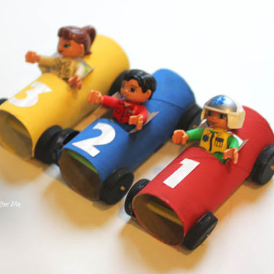 Toilet Paper Roll Race Cars