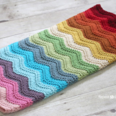 Rainbow Ripple Crochet Blanket