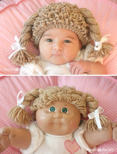 Old Lady Dark Gray Cabbage Patch Kid Crochet Hat Wig Infant Toddler Adult CPK 