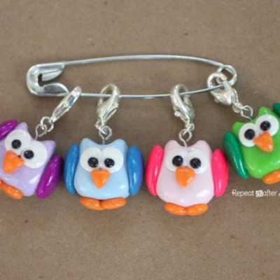 DIY Owl Stitch Markers with Polymer Clay