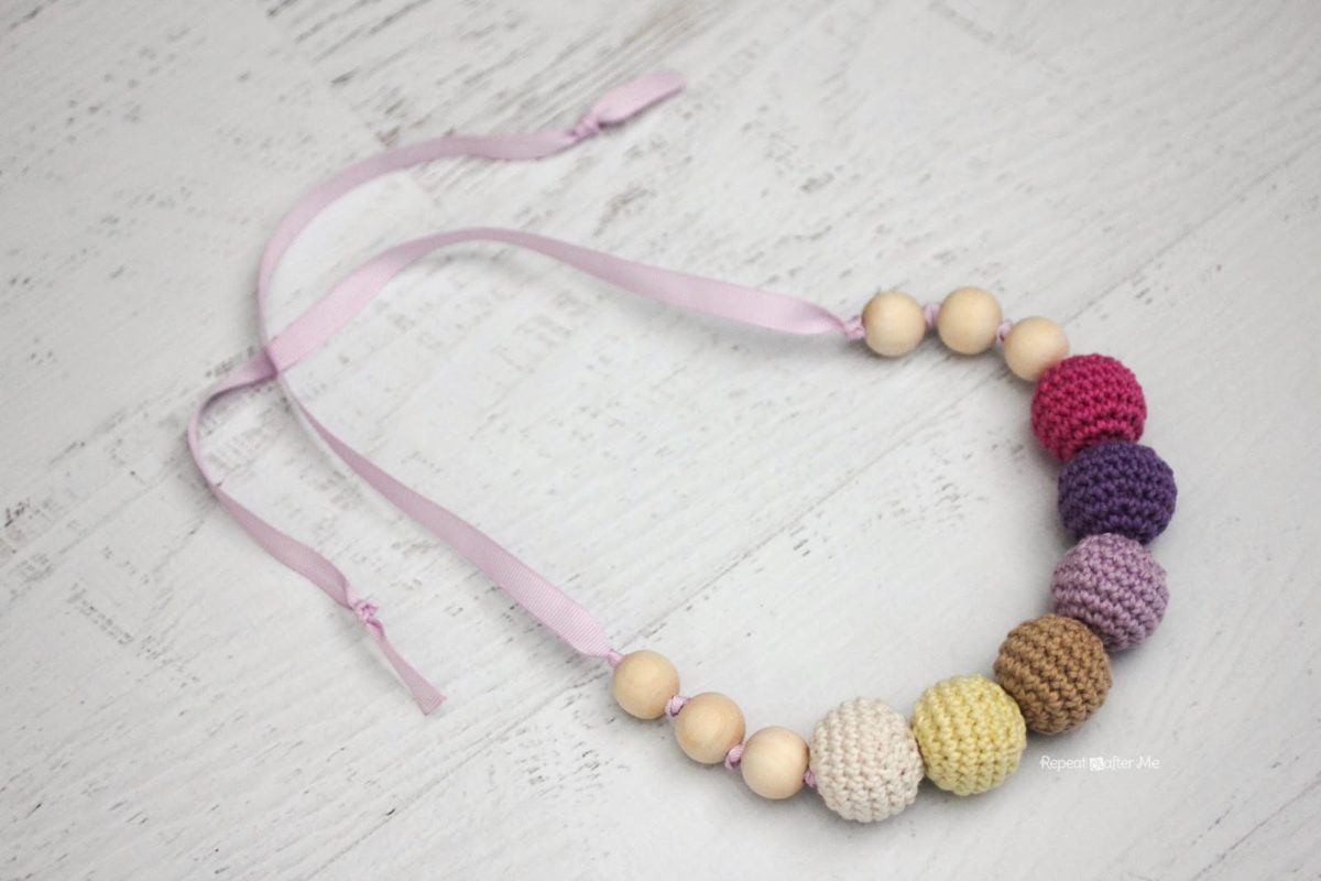 Bulk Round Crochet Wooden Beads DIY Teething Baby Nursing Mom Necklace Jewelry 