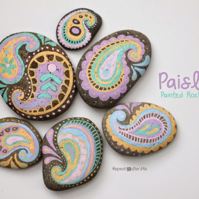 Pastel Paisley Painted Rocks