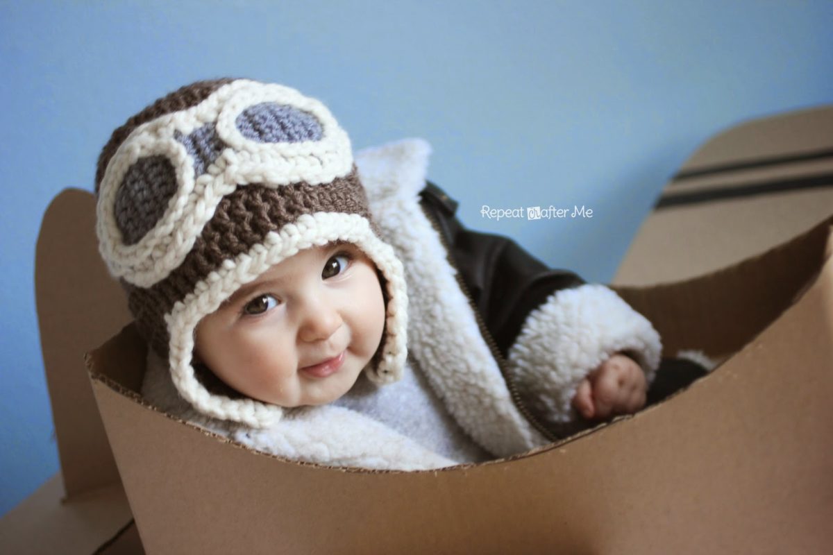 Jolis garçons enfants bébé hiver chaud Cap Chapeau Bonnet Pilot Aviateur Crochet Earflap Hat 