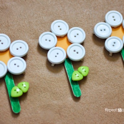 Button Clothespin Daisy Flowers