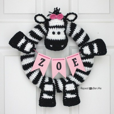 Crochet Zebra Wreath