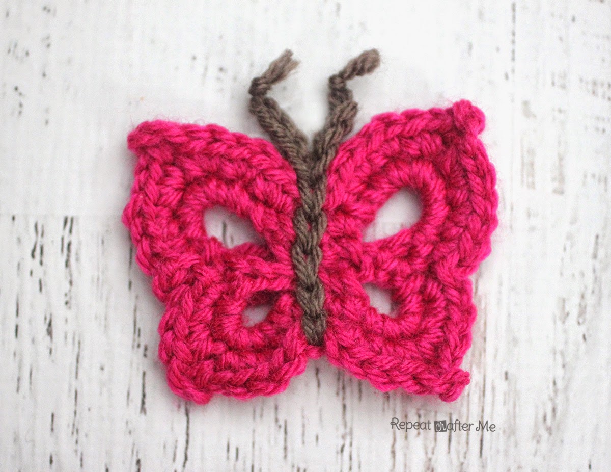 B is for Butterfly: Crochet Butterfly Applique - Repeat Crafter Me