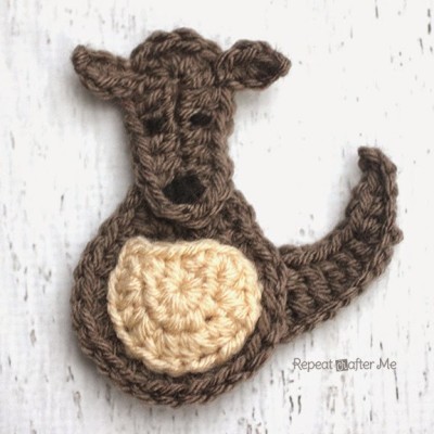 K is for Kangaroo: Crochet Kangaroo Applique