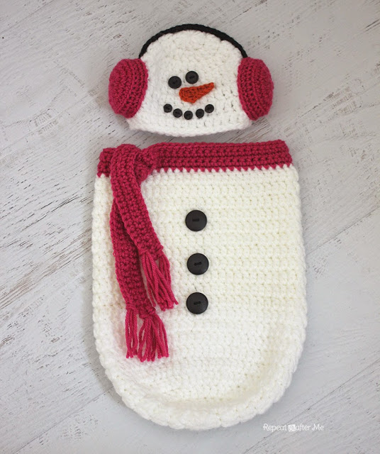 Newborn Snowman Cocoon with hat** Crochet Cocoon ** Baby Photo Prop