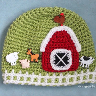 Crochet Farm Hat with Picket Fence Border