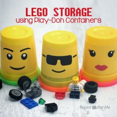 Lego Storage using Play Doh Containers
