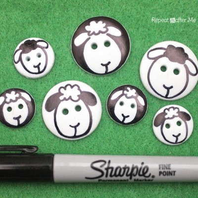 Sharpie Sheep Buttons
