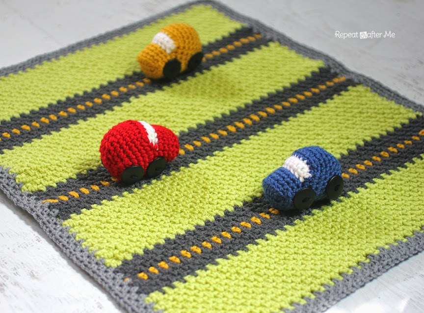 Crochet Race Car Playnket (Play Mat and Blanket) - Repeat Crafter Me