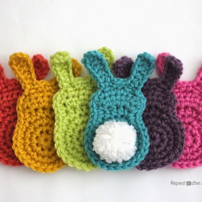 Crochet Bunny Silhouette Appliques