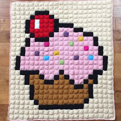 Crochet Cupcake Pixel Blanket