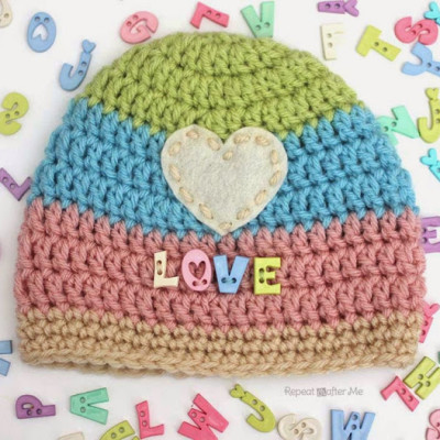 Love Button Crochet Hat