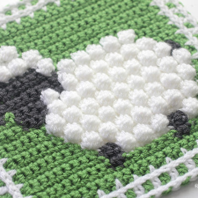 Crochet Bobble Stitch Sheep Square