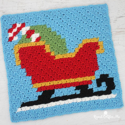Crochet Sleigh Pixel Square