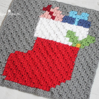 Crochet Christmas Stocking Pixel Square