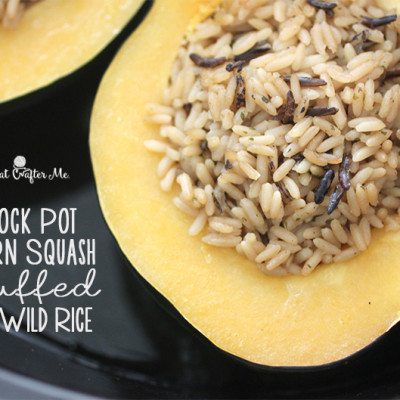Crock Pot Acorn Squash Stuffed with Wild Rice