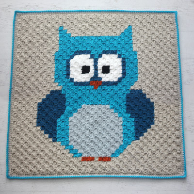Crochet Owl C2C Baby Blanket with Lion Brand Yarn