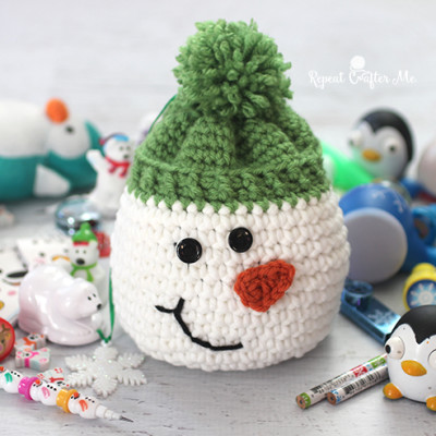 Crochet Snowman Sack with Stocking Stuffers from Oriental Trading