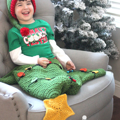 Crochet Christmas Tree Tail Blanket
