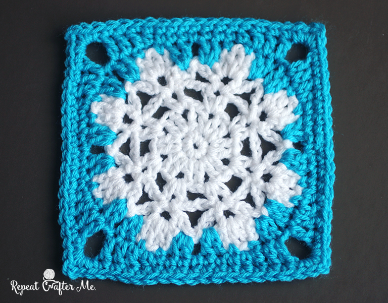 Crochet Snowflake Granny Square.