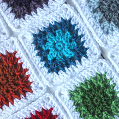 Crochet V-stitch Flower Granny Squares