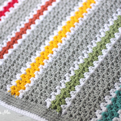 Crochet V-stitch Rainbow Blanket