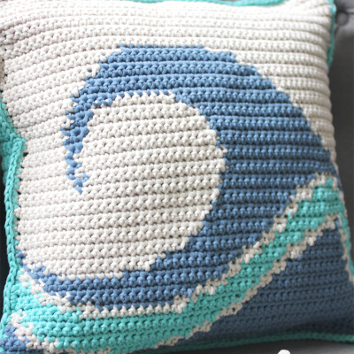Catch A Wave Pillow and Yarnspirations Cast Away Lookbook