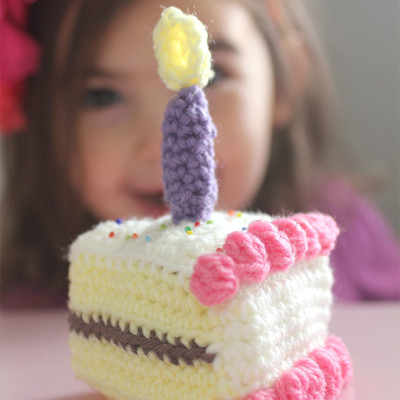 Crochet Slice of Birthday Cake
