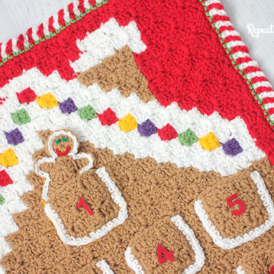 Crochet C2C Gingerbread House Advent Calendar