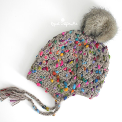 Crochet Patons Peak Puff Stitch Pompom Hat