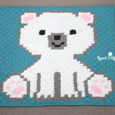 Polar Bear Cub Crochet C2C Blanket