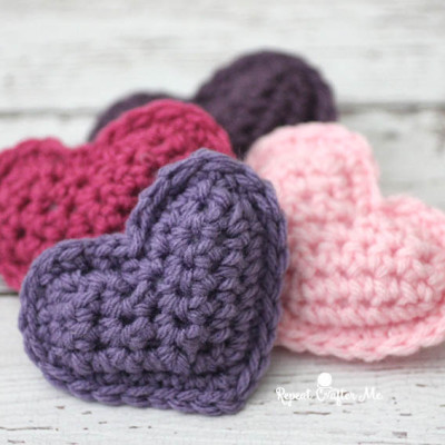 Crochet Puffy Hearts