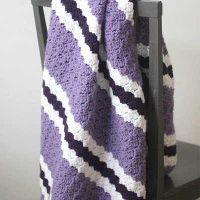 Crochet Purple Stripe C2C Blanket