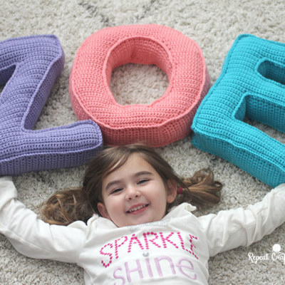 Caron Crochet Alphabet Letter Pillows
