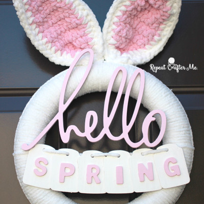 Crochet Spring Bunny Wreath