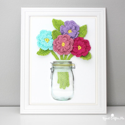 Crochet Flowers on Canvas